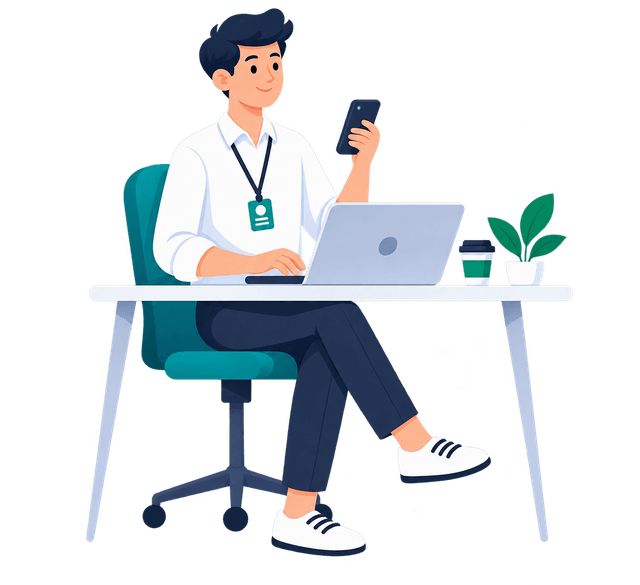 man on desk