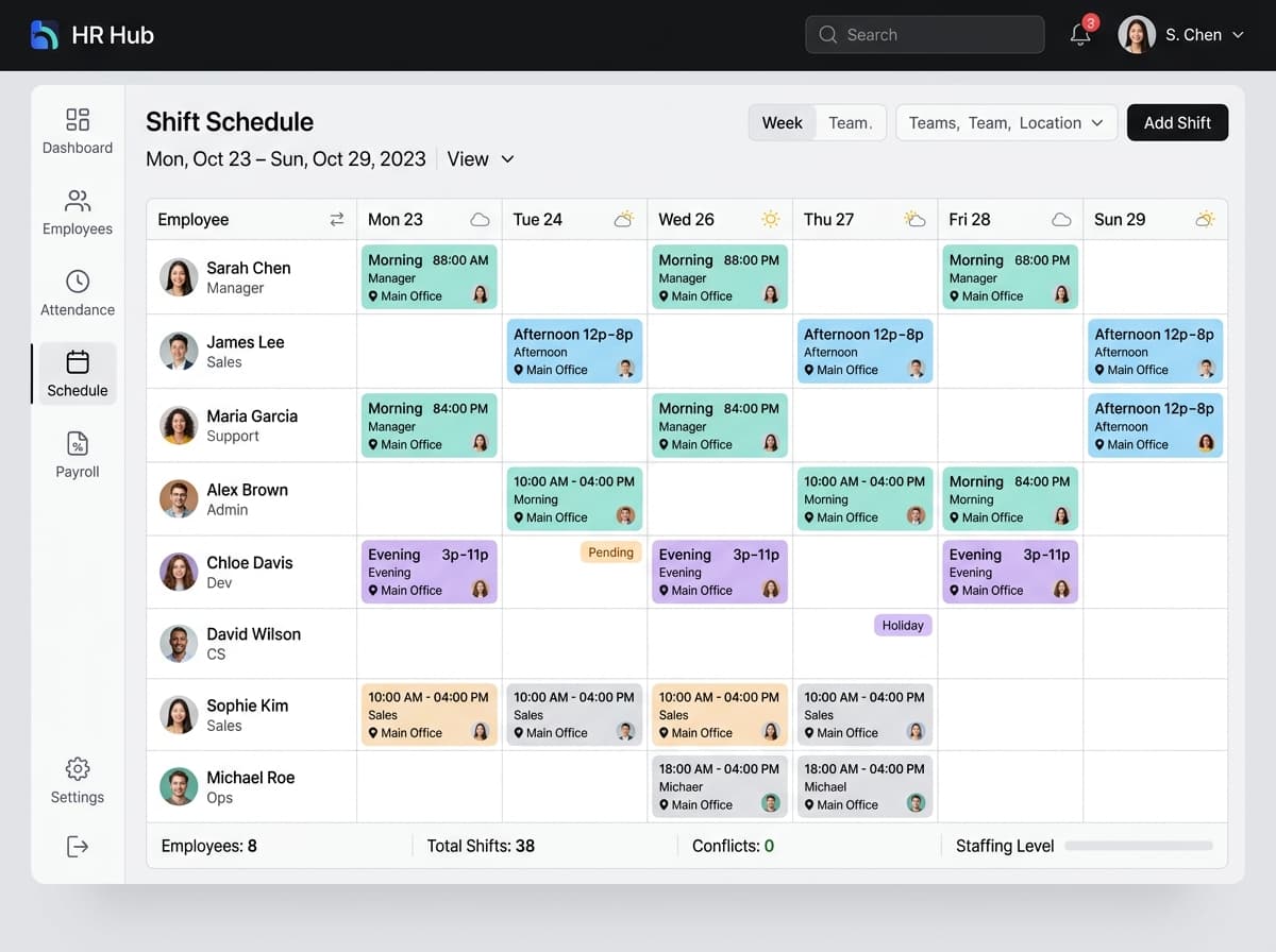 Flexible Schedules for All Teams — Shift Calendar UI