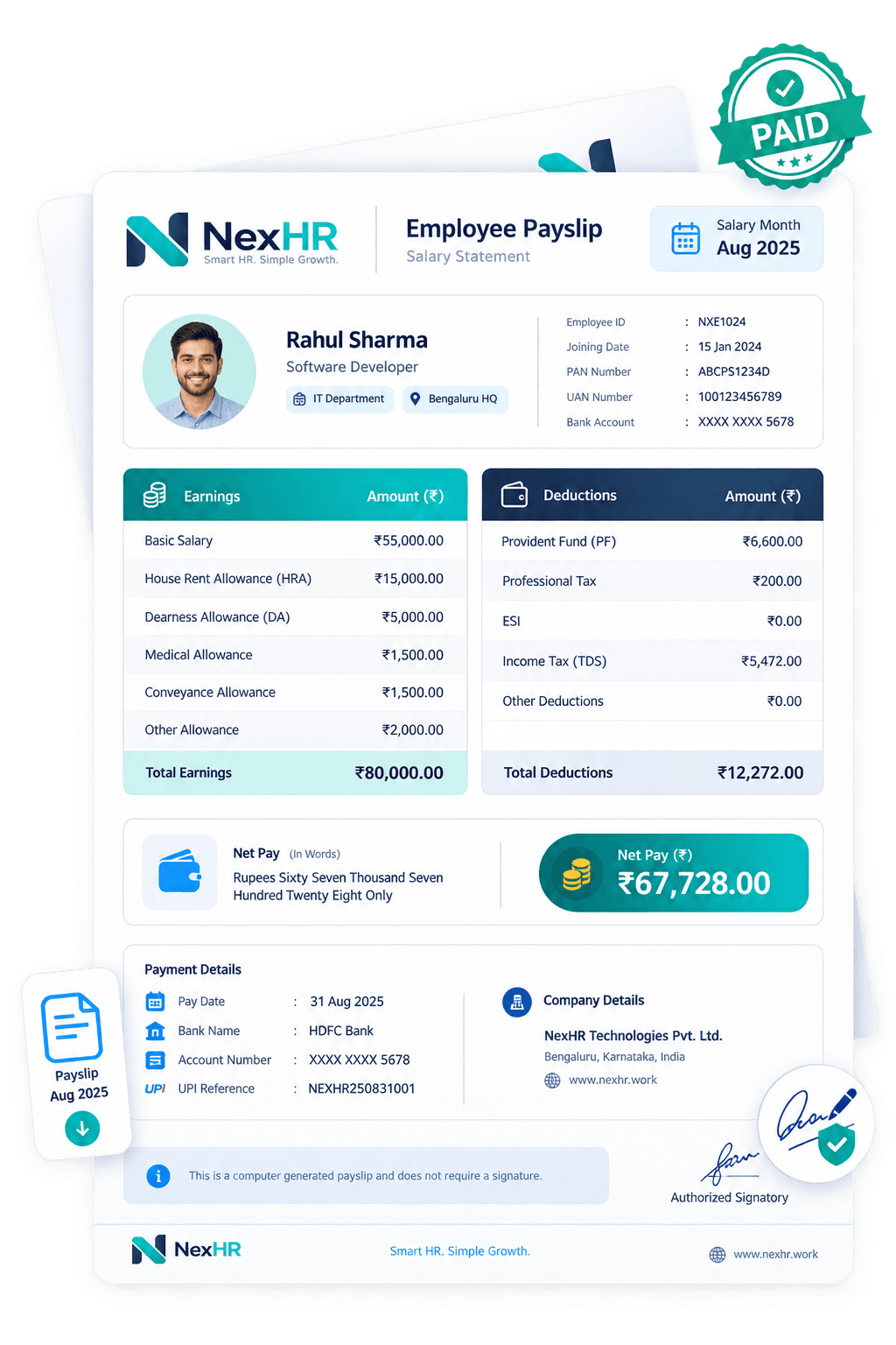 Generate Clear Digital Payslips